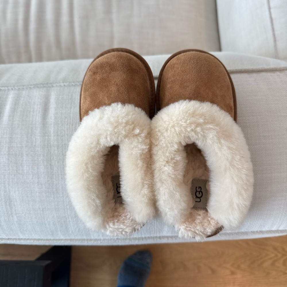 UGG Kids' Tan and Cream Slippers